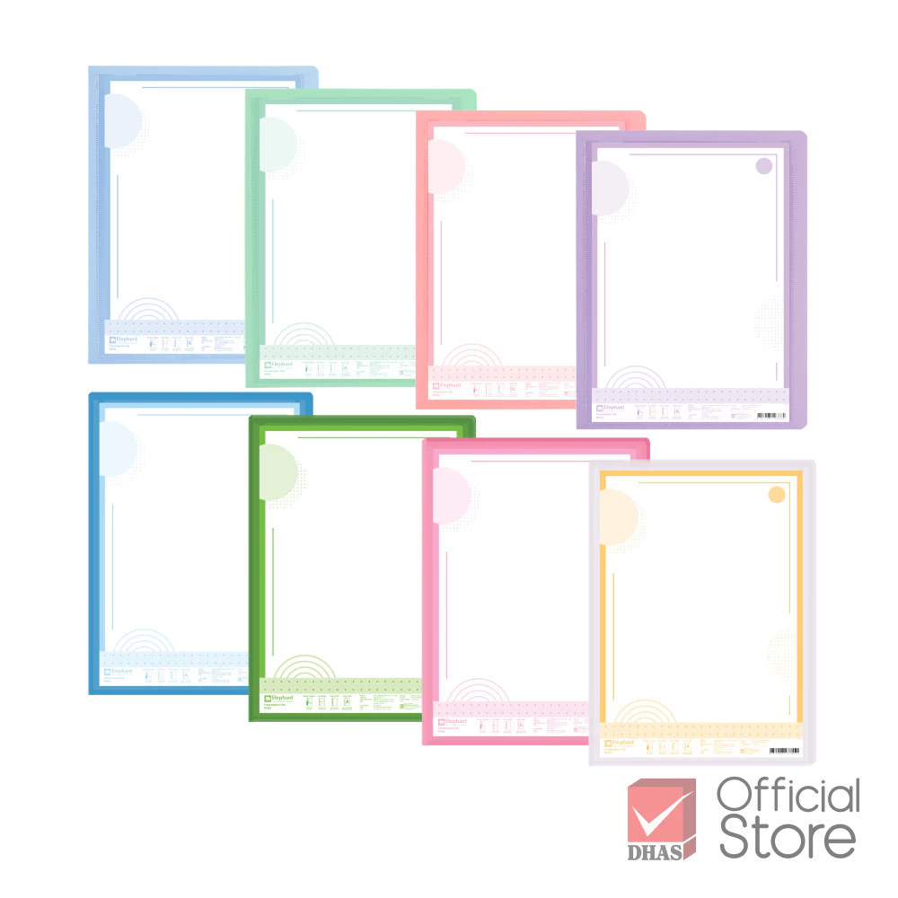 Elephant แฟ้ม แฟ้มโชว์เอกสาร PF01 A4 สีพาสเทล จำนวน 1 แฟ้ม