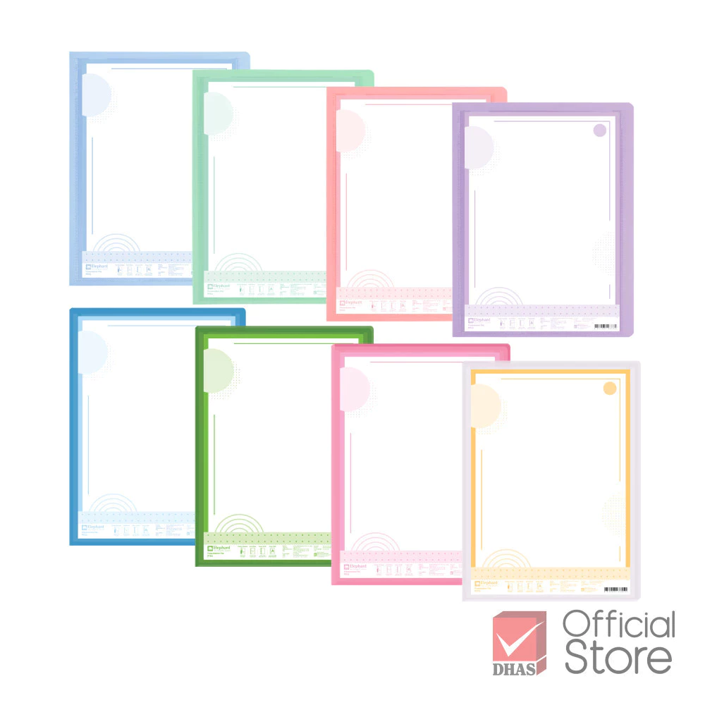 Elephant แฟ้ม แฟ้มโชว์เอกสาร PF01 A4 สีพาสเทล จำนวน 1 แฟ้ม