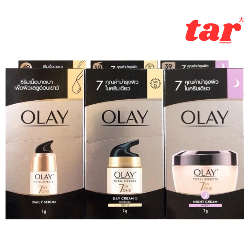 OLAY Total Effects 7 In 1 โอเลย์ โททัล เอฟเฟ็คส์ เดย์/ไนท์ ครีม /เซรั่ม แบบซอง 7ก. (กล่อง6ซอง)