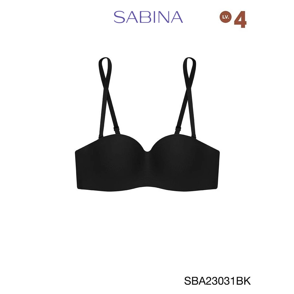Sabina Doomm Doomm Level 4 เสื้อชั้นใน เกาะอก  ไร้โครง รหัส SBA23031BK - สีดำ