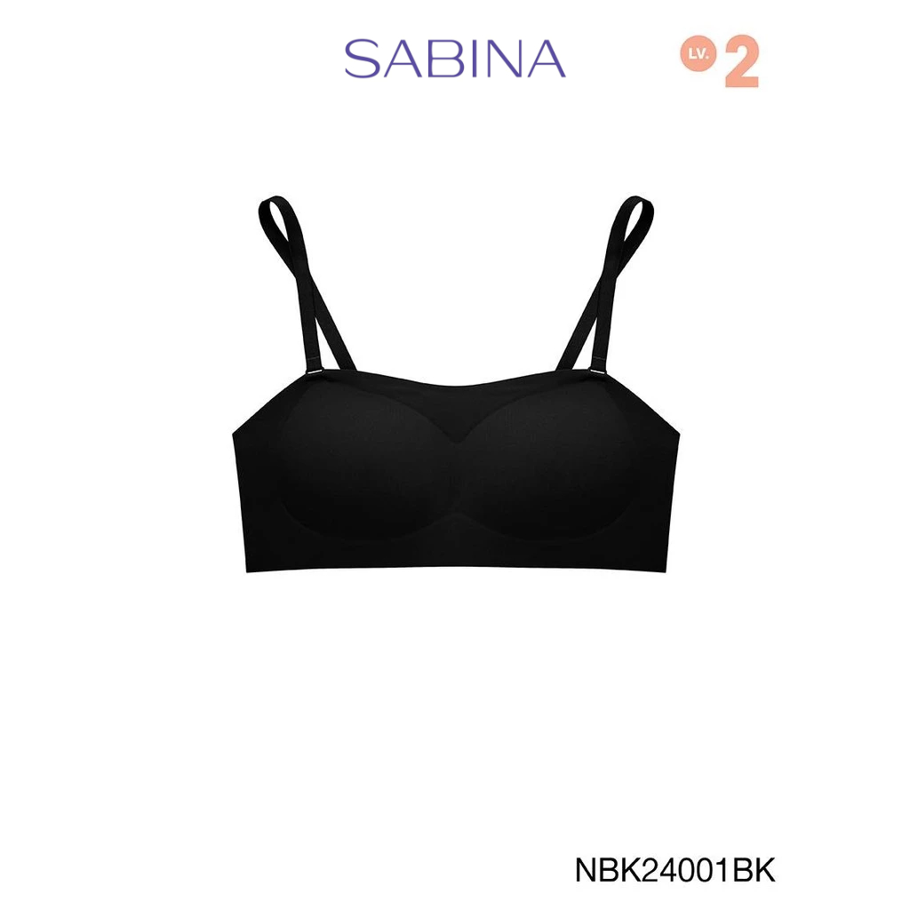 [Online Exclusive]  Sabina Soft Collection Level 2 เสื้อชั้นใน ไร้ตะเข็บ ไร้โครง รหัส NBK24001BK - ส
