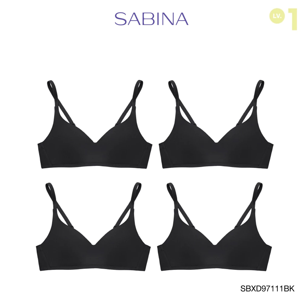 Sabina เสื้อชั้นใน  (Set 4 ชิ้น)  Invisible Wire (ไม่มีโครง) รุ่น Perfect Bra รหัส SBXD97111BK สีดำ ราคา ถูกที่สุด ดีลบีเคเค