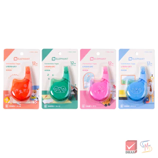 (ซื้อ1แถม1) Elephant ตราช้าง เทปลบคำผิด 12M ลิควิดแคท V.2 (คละสี) จำนวน 1 ชิ้น