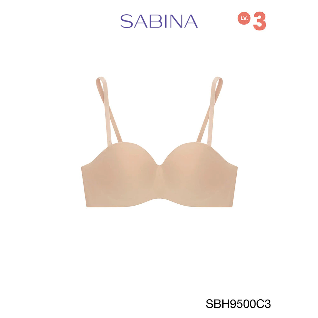 Sabina Soft Doomm Level 3 เสื้อชั้นใน เกาะอก  ไร้โครง รหัส SBH9500C3 - สีเนื้อเข้ม