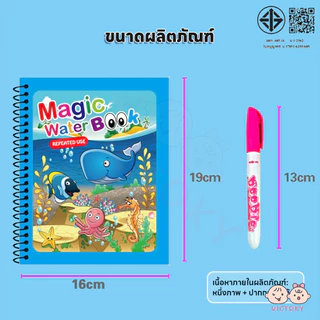 VICTOKY สมุดระบายสี หนังสือเด็ก ระบายซ้ำได้ Water book ใช้ซ้ำๆๆได้ coloring book 10ธีม ส่งเสริมการจดจำสี