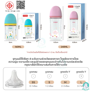 PAYOE ขวดนมแก้ว ขวดนม เหมาะสำหรับทารกและเด็กเล็ก ขวดนมเด็ก ทำความสะอาดได้ง่าย ขวดนมเด็กโต