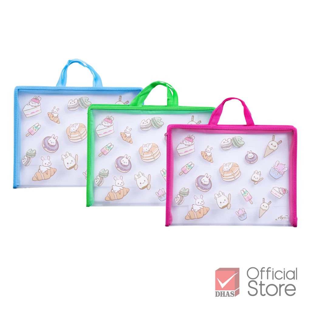 Elfen แฟ้มกระเป๋า แฟ้มกระเป๋าหูหิ้ว ซิปรอบ FC คละสี จำนวน 1 ชิ้น