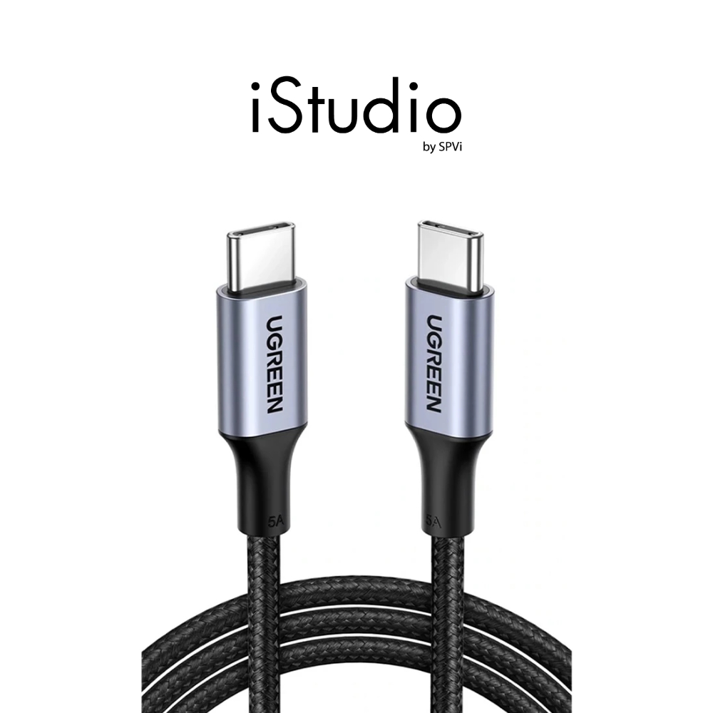 Ugreen สายชาร์จ USB-C to USB-C Cable Nylon 5A/100W [1M/2M] - Black