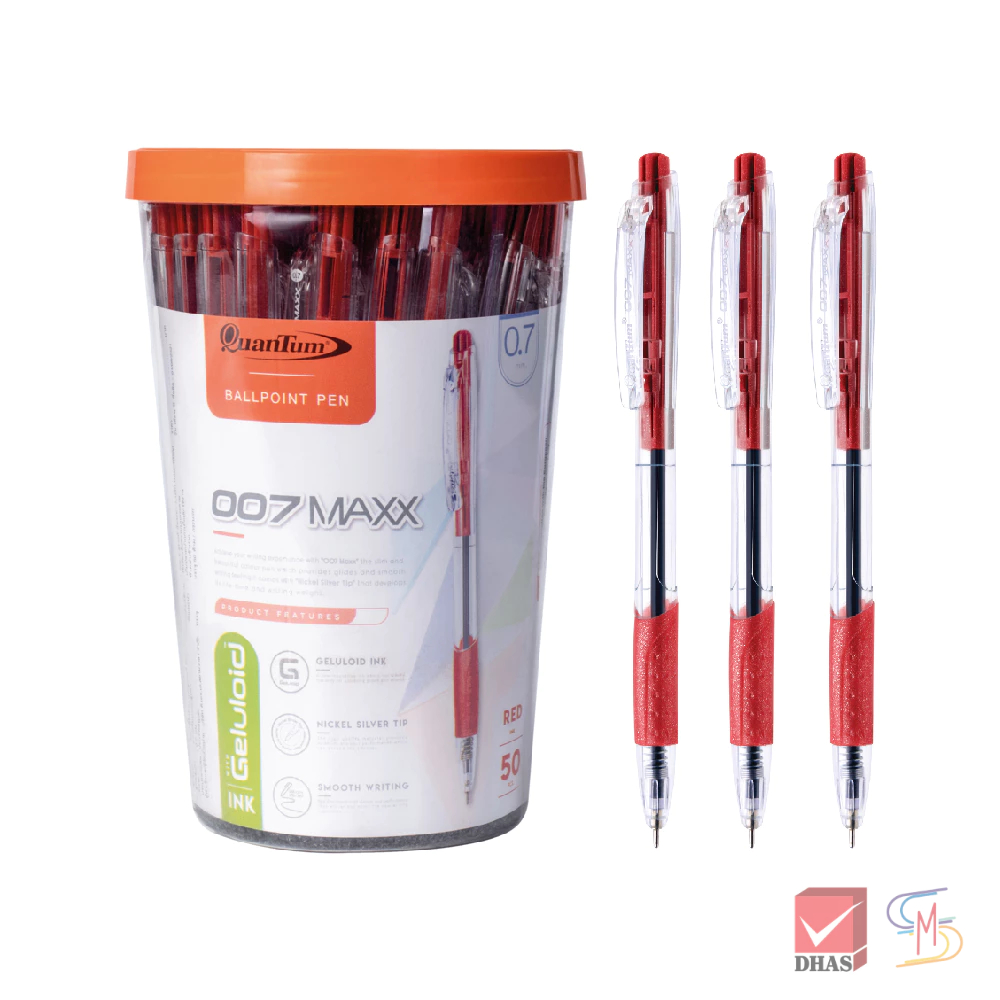 Quantum ปากกา ปากกาลูกลื่น เจลลูลอยด์ 007 Maxx 0.7 แดง