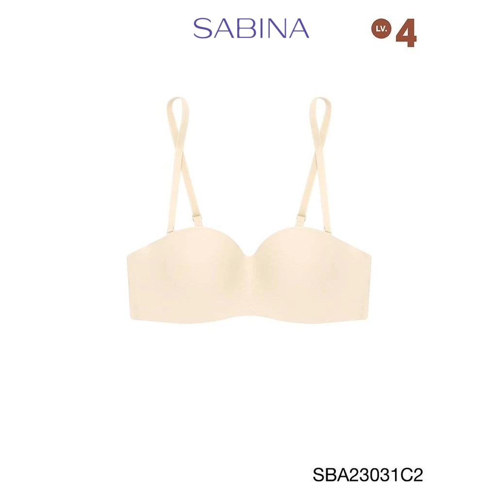 Sabina Doomm Doomm Level 4 เสื้อชั้นใน เกาะอก  ไร้โครง รหัส SBA23031C2 - สีเนื้ออ่อน