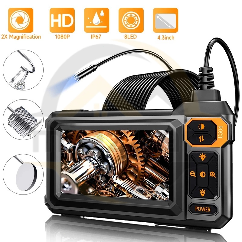 😍COD😍กล้อง Endoscopic อุตสาหกรรม 4.3 นิ้วหน้าจอ IPS 8 มม.HD1080P IP67 กันน้ํา 8 ไฟ LED การตรวจสอบ Borescope