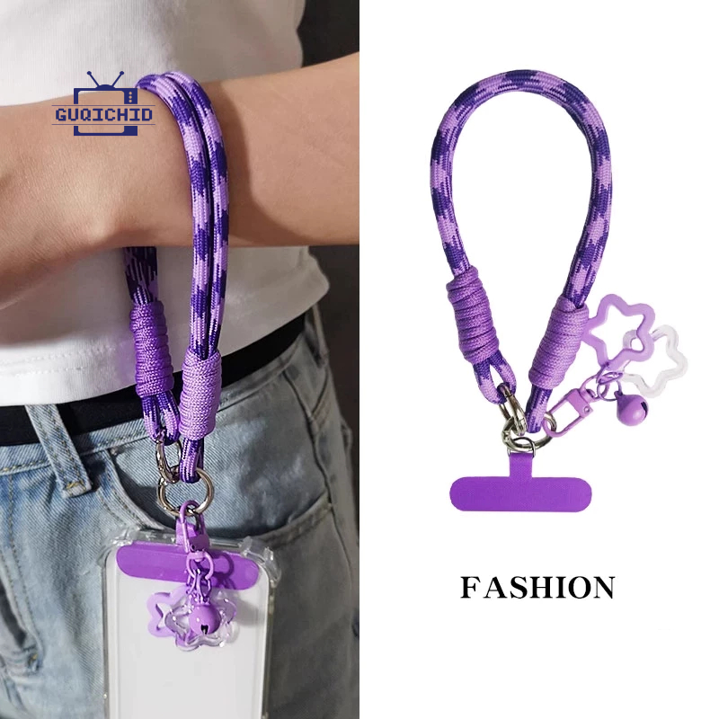 ลายพรางสี โดปามีน โทรศัพท์มินิมอลป้องกันการสูญหายสายรัดข้อมือเชือกแขวนพวงกุญแจแข็งแรงและทนทาน Anti-Lost