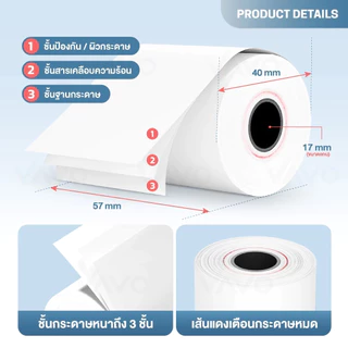 【ยกลัง】กระดาษความร้อน 57x40 กระดาษใบเสร็จ ปริ้นบิล พิมพ์สลิป ไม่ต้องใช้หมึก Thermal Paper