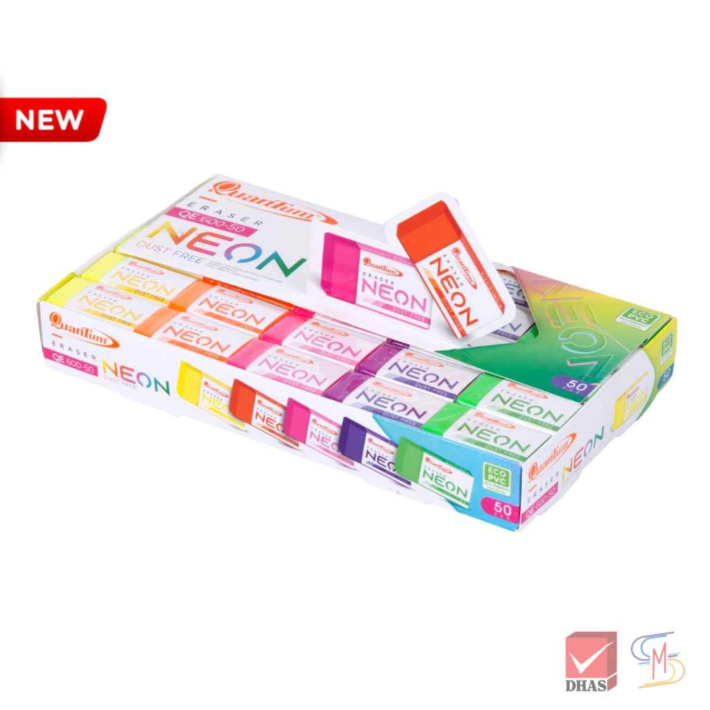 Quantum ควอนตั้ม ยางลบ ยางลบดินสอ QE600-50 นีออน จำนวน 50 ก้อน