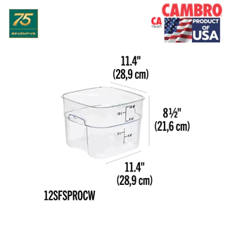 CAMBRO กล่องถนอมอาหาร กล่องเก็บวัตถุดิบ กล่องทนความร้อนสี่เหลี่ยม โพลีคาร์บอนเนต 12,18,22 SFSPROCW-135