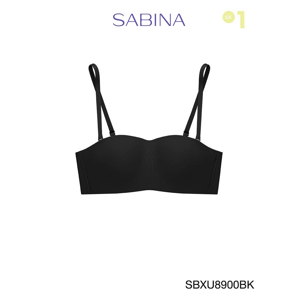 [Online Exclusive]  Sabina Pretty Perfect Level 1 เสื้อชั้นใน เกาะอก ไร้ตะเข็บ  ไร้โครง รหัส SBXU8900BK - สีดำ