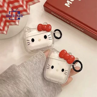 เคสแอร์พอต Kitty การป้องกันการตก ซิลิโคนนิ่ม Soft Case Anti-Lost เคสหูฟังบลูทูธไร้สายน่ารัก เหมาะสำหรับ AirPods 2 3 4
