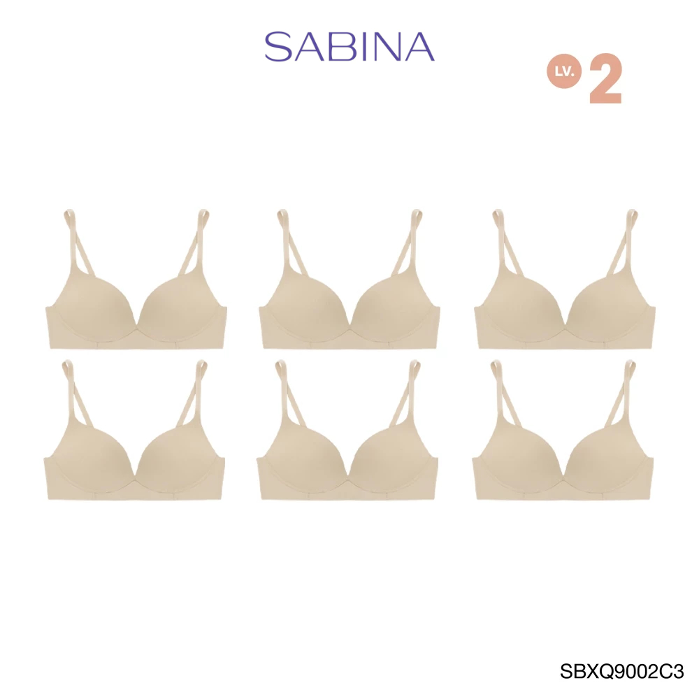 Sabina Twenty Five Level 2 เสื้อชั้นใน (Set 6 ชิ้น) ไร้ตะเข็บ  ไร้โครง รหัส SBXQ9002C3 - สีเนื้อเข้ม