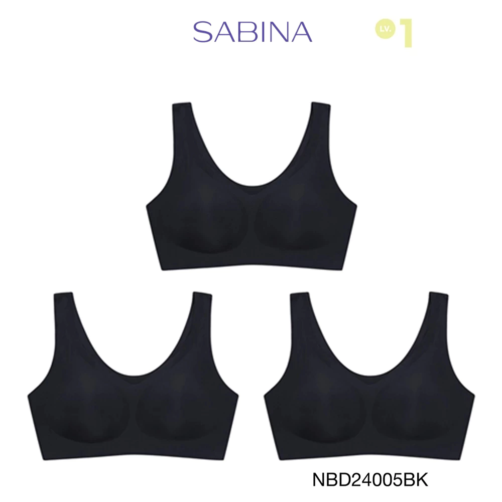Sabina เสื้อชั้นใน (Set 3 ชิ้น) [Online Exclusive] Perfect Bra Level 1 ไร้ตะเข็บ ไร้โครง รหัส NBD24005BK - สีดำ