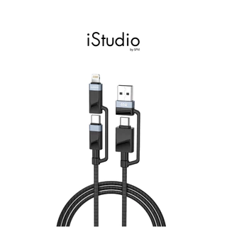สายชาร์จ ALPHA.X 4-in-1 Braided Data Cable 65W 1.2M ALU-4in1-15 Black