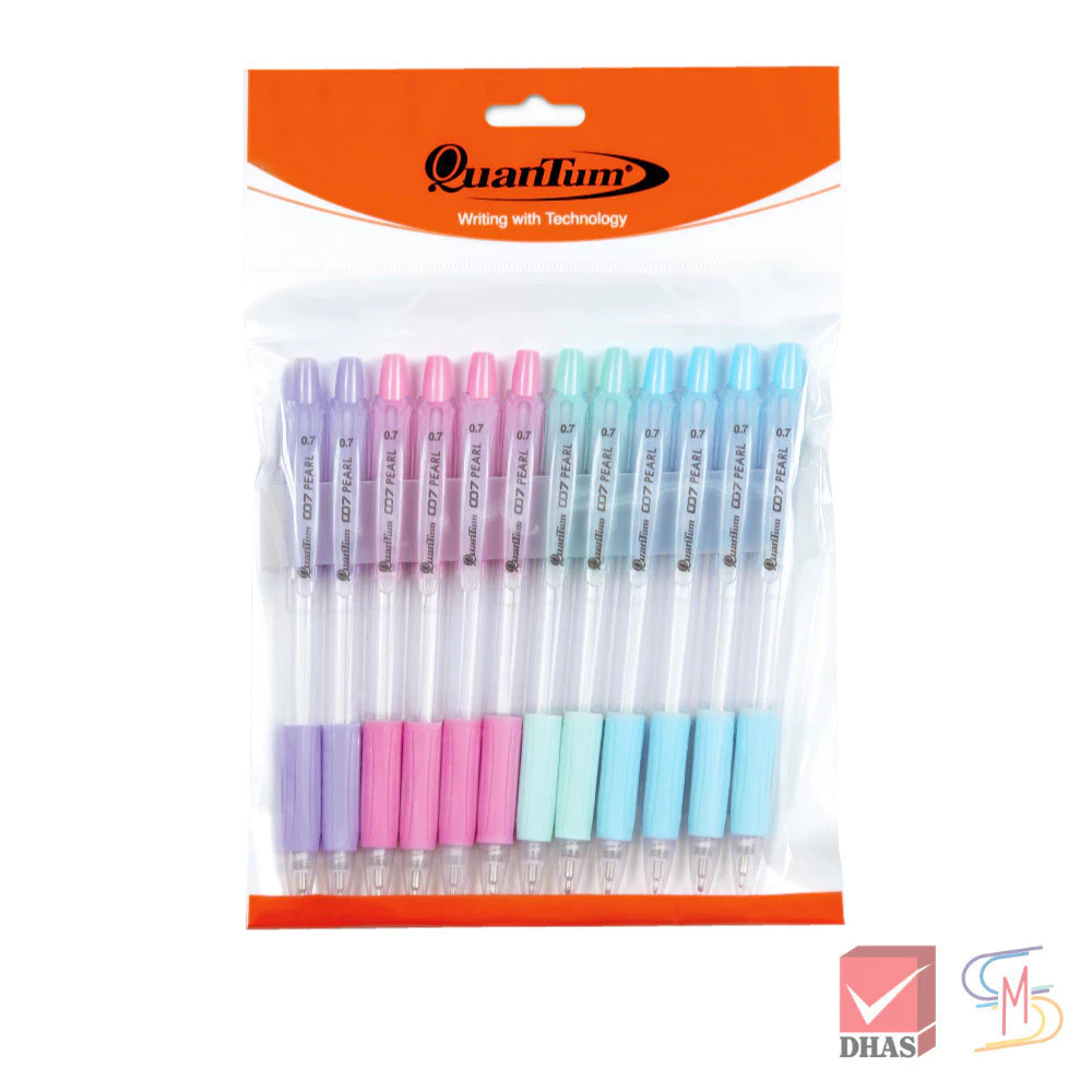 (แพ็ค 12) Quantum ปากกา ปากกาลูกลื่น เจลลูลอยด์ 007 เพิลล์ 0.7 จำนวน 12 ด้าม/แพ็ค