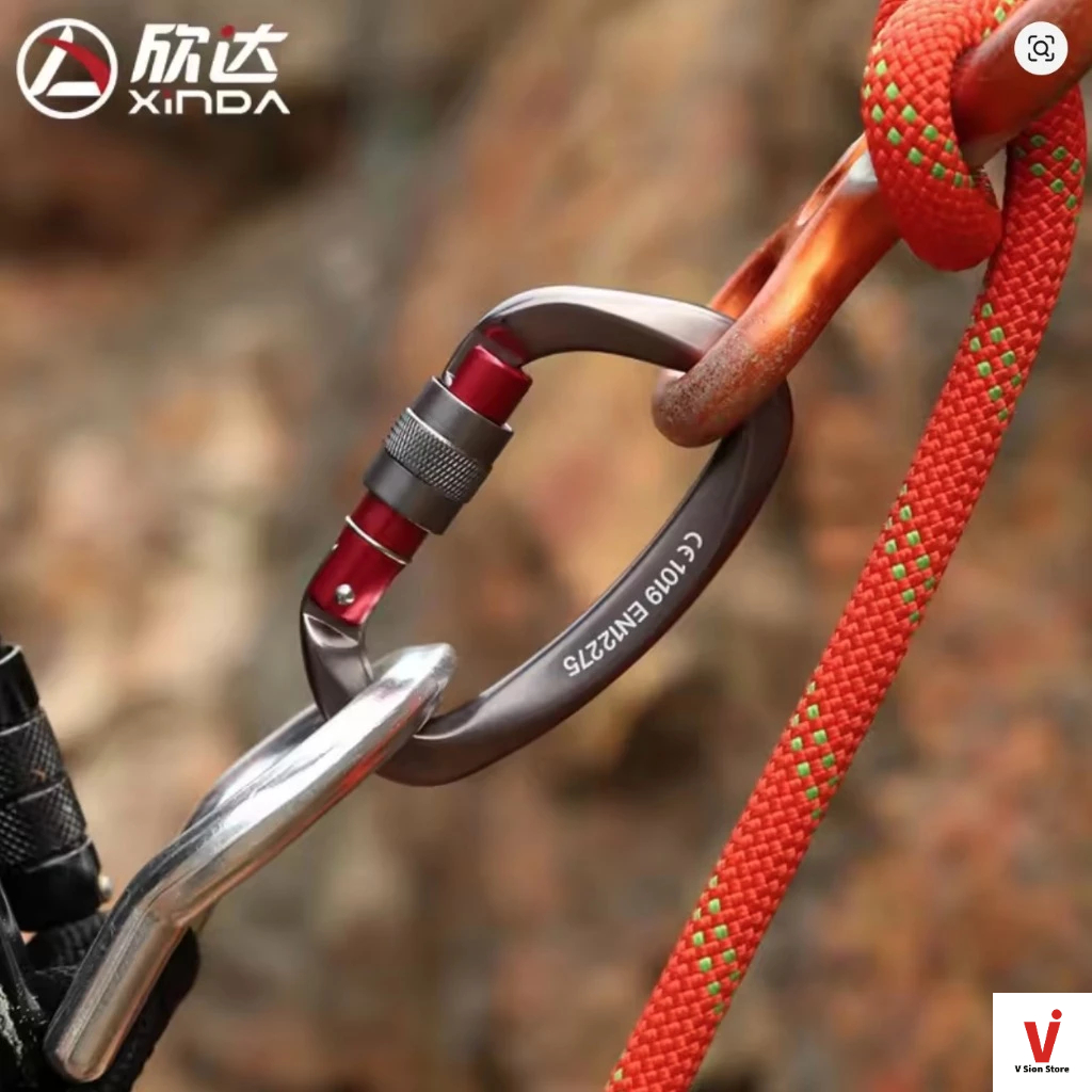 พร้อมส่ง Xinda 25KN D-shape Professional Carabiner Screw Locking Gate Carabiner - รูปที่ 2