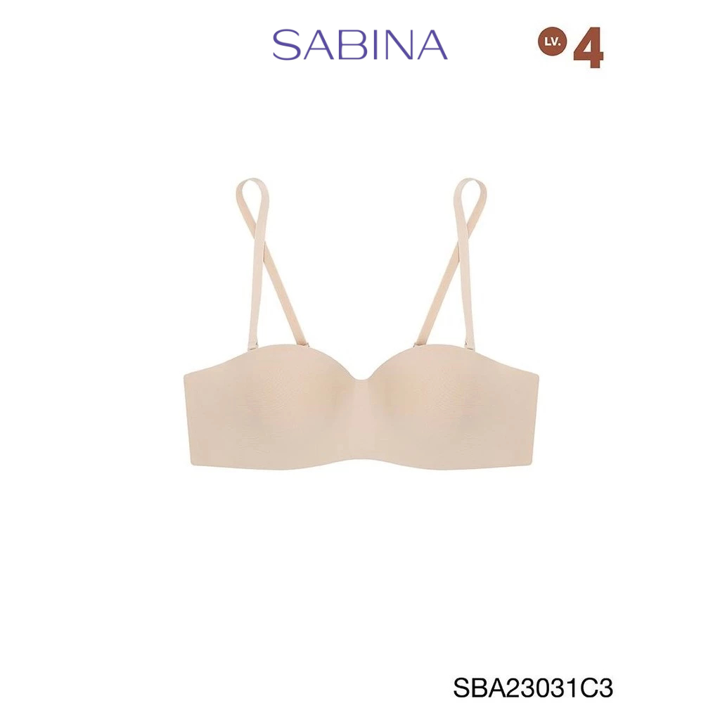 Sabina Doomm Doomm Level 4 เสื้อชั้นใน เกาะอก  ไร้โครง รหัส SBA23031C3 - สีเนื้อเข้ม