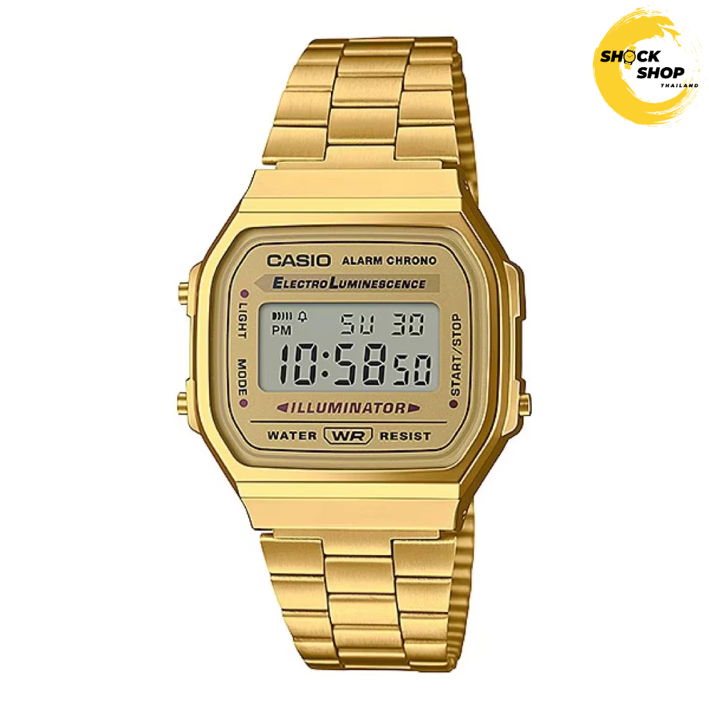 CASIO นาฬิกาผู้หญิง รุ่น A168WG-9W วัสดุสเตนเลสสตีล สีทอง คาสิโอ