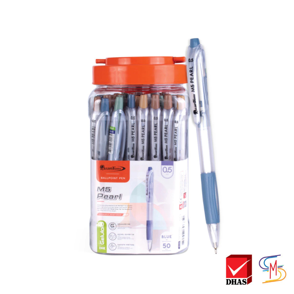 Quantum ควันตั้ม ปากกา ปากกาน้ำเงิน ปากกาโหล ปากกาลูกลื่น M5 เพิลล์ น้ำเงิน 0.5 