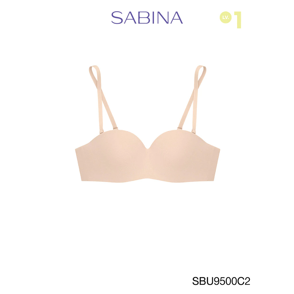 Sabina Pretty Perfect Level 1 เสื้อชั้นใน เกาะอก  ไร้โครง รหัส SBU9500C2 - สีเนื้ออ่อน