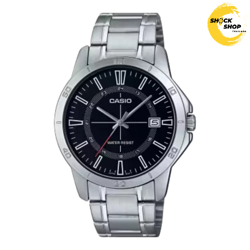 CASIO นาฬิกาผู้ชาย รุ่น MTP-V004D-1C วัสดุสเตนเลสสตีล สีดำ คาสิโอ