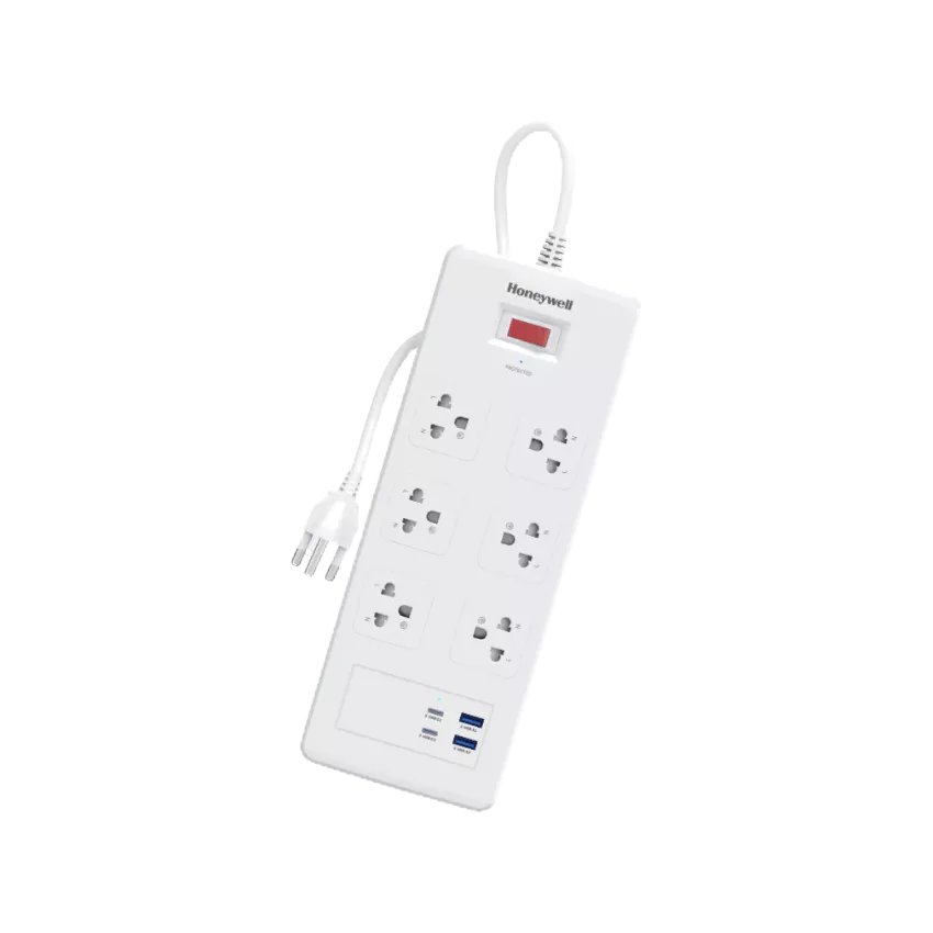 Honeywell 6 Outlet Surge Protector with 2 x Type-C with PD and 2 x USB-A By Dotlife