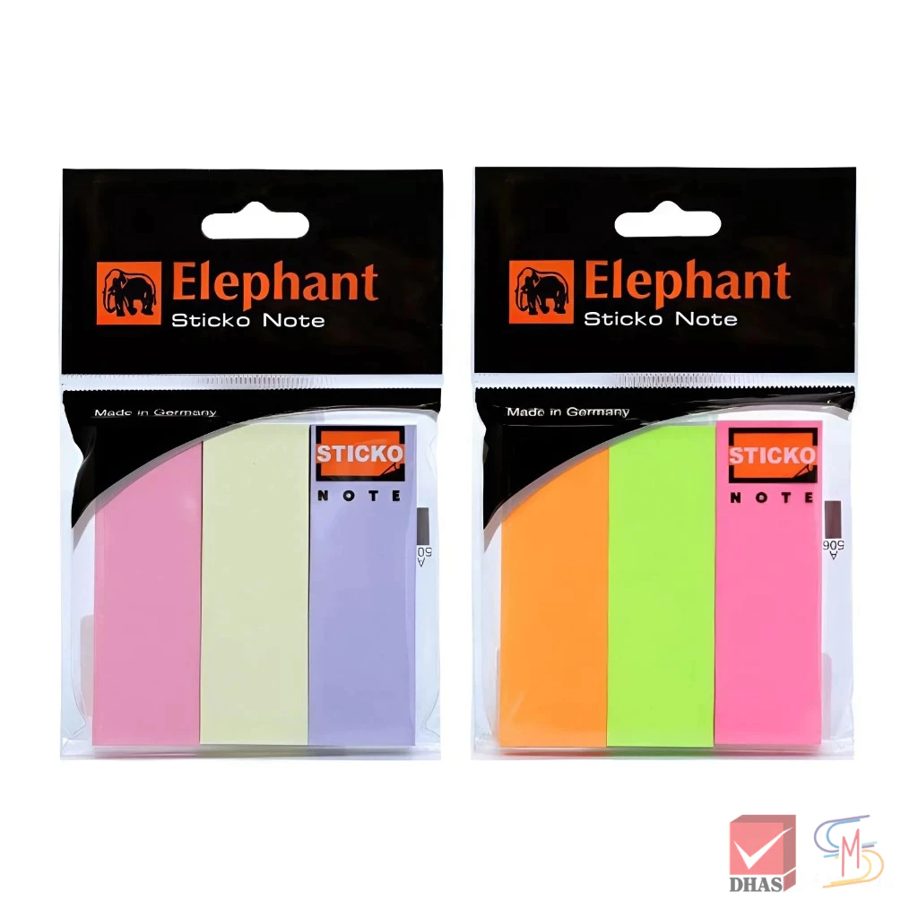 Elephant ตราช้าง กระดาษโน้ต กระดาษโน้ตมีกาว สติ๊๊กโก้โน้ต Page Marker 1X3 นิ้ว จำนวน 3 สี/แพ็ค