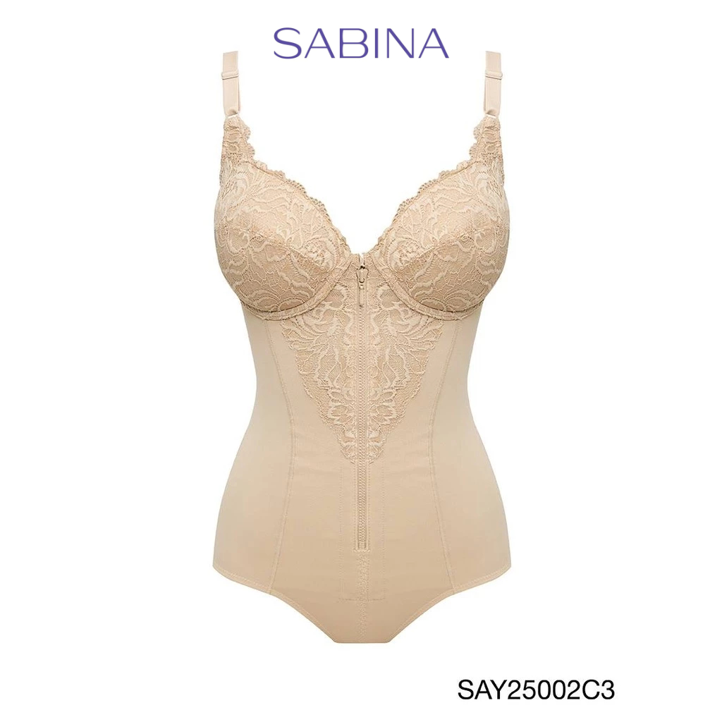 Sabina บอดี้สูทกระชับสัดส่วน มีโครง Strong Support รหัส SAY25002C3 - สีเนื้อเข้ม