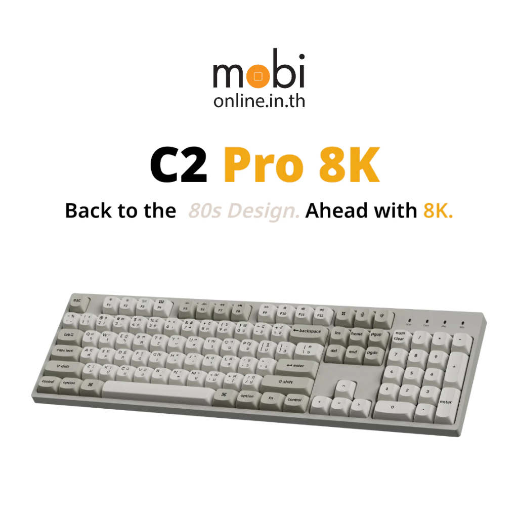 คีย์บอร์ด Keychron C2 Pro 8K QMK Wired Custom Mechanical Keyboard ขนาด 100% - TH / EN