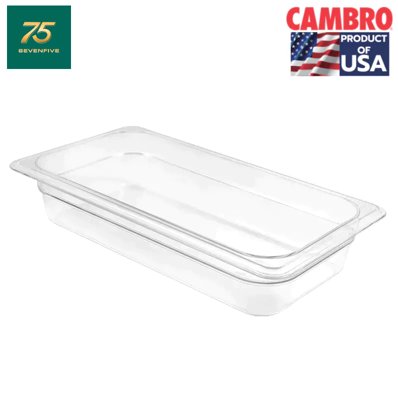 CAMBRO กล่องเก็บวัตถุดิบพลาสติกPC Food Grade ทนร้อน-เย็น ตกไม่แตก ถาดอาหาร กล่องถนอมอาหาร GN1/3 (32.5x17.6ซม)  CAM1-3
