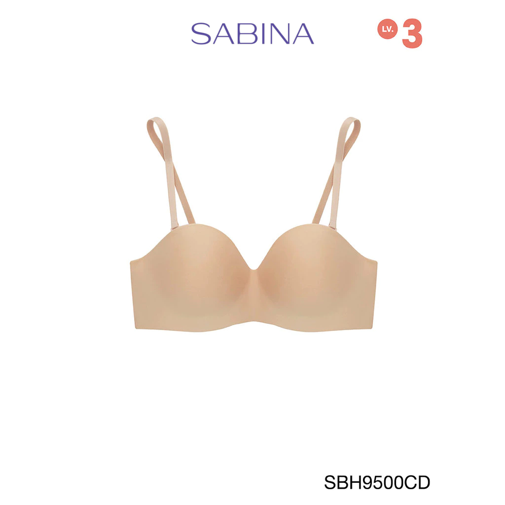 Sabina Soft Doomm Level 3 เสื้อชั้นใน เกาะอก  ไร้โครง รหัส SBH9500CD - สีเนื้อเข้ม
