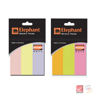 Elephant ตราช้าง กระดาษโน้ต กระดาษโน้ตมีกาว สติ๊๊กโก้โน้ต Page Marker 1X3 นิ้ว จำนวน 3 สี/แพ็ค