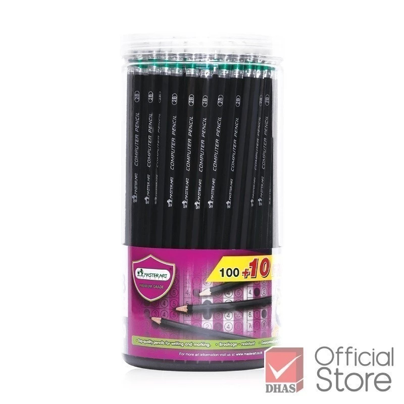 Master Art ดินสอดำ 2B (สำหรับฝนข้อสอบ) - กระบอกใหญ่ 100+10 แท่ง