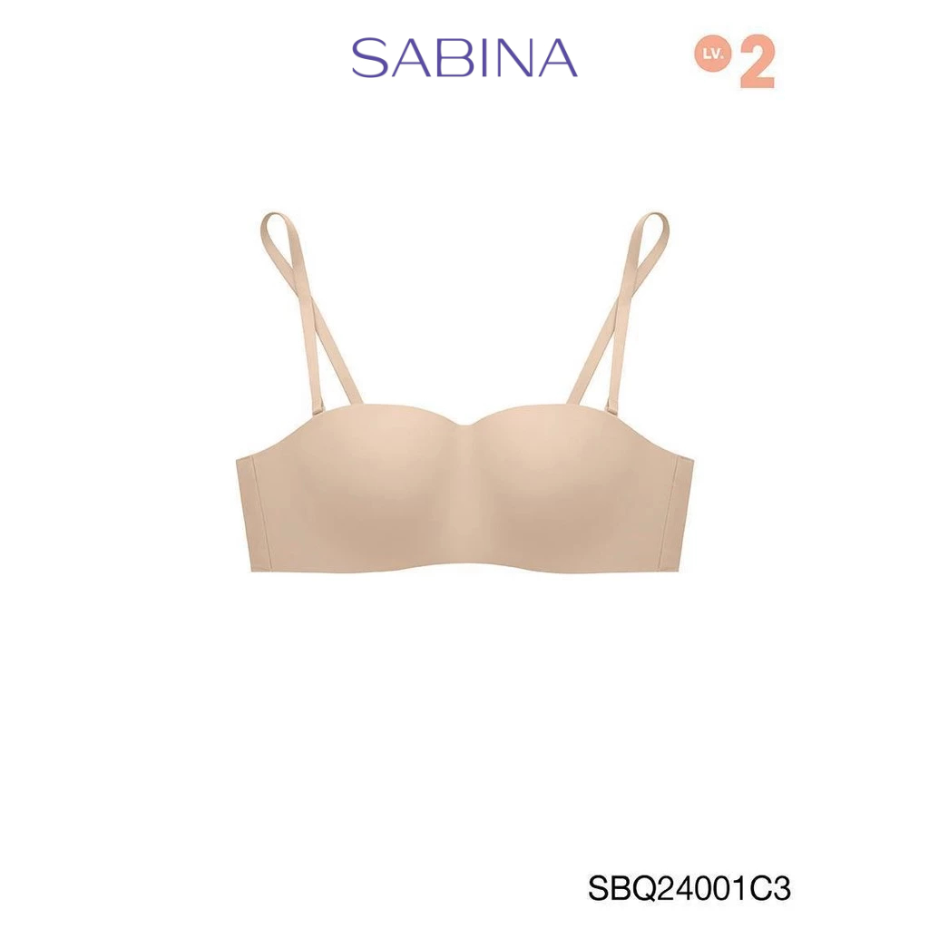 Sabina NEW BRALESS 2025 เสื้อชั้นในเกาะอก ไร้ตะเข็บ ไร้โครง รหัส SBQ24001C3 - สีเนื้อเข้ม
