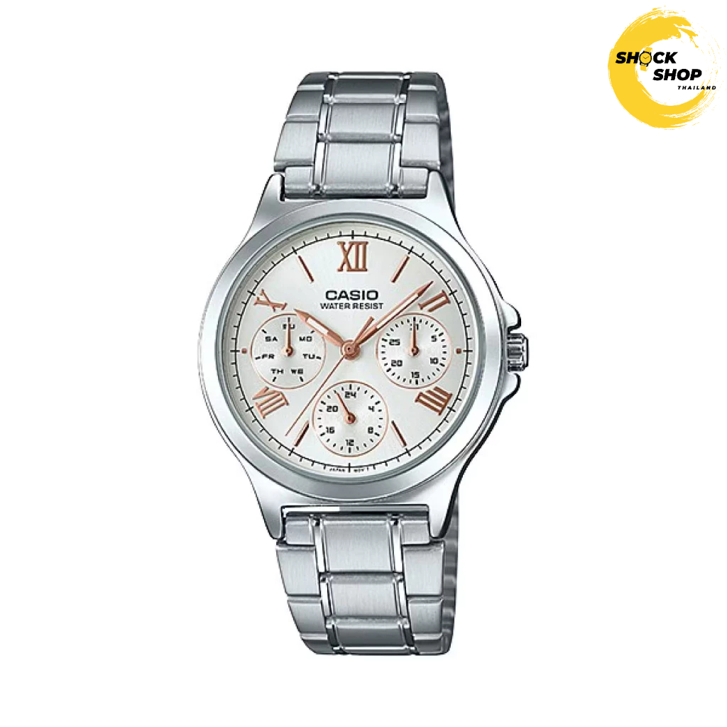 CASIO นาฬิกาผู้หญิง รุ่น LTP-V300D-7A2 วัสดุสเตนเลสสตีล สีขาว คาสิโอ