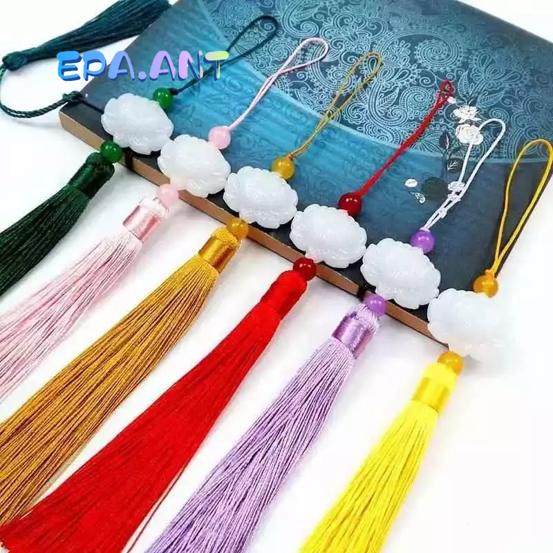 พู่หยก ดอกบัวสองด้าน จี้หยก สไตล์จีน แขวน/ห้อย เครื่องประดับตกแต่ง