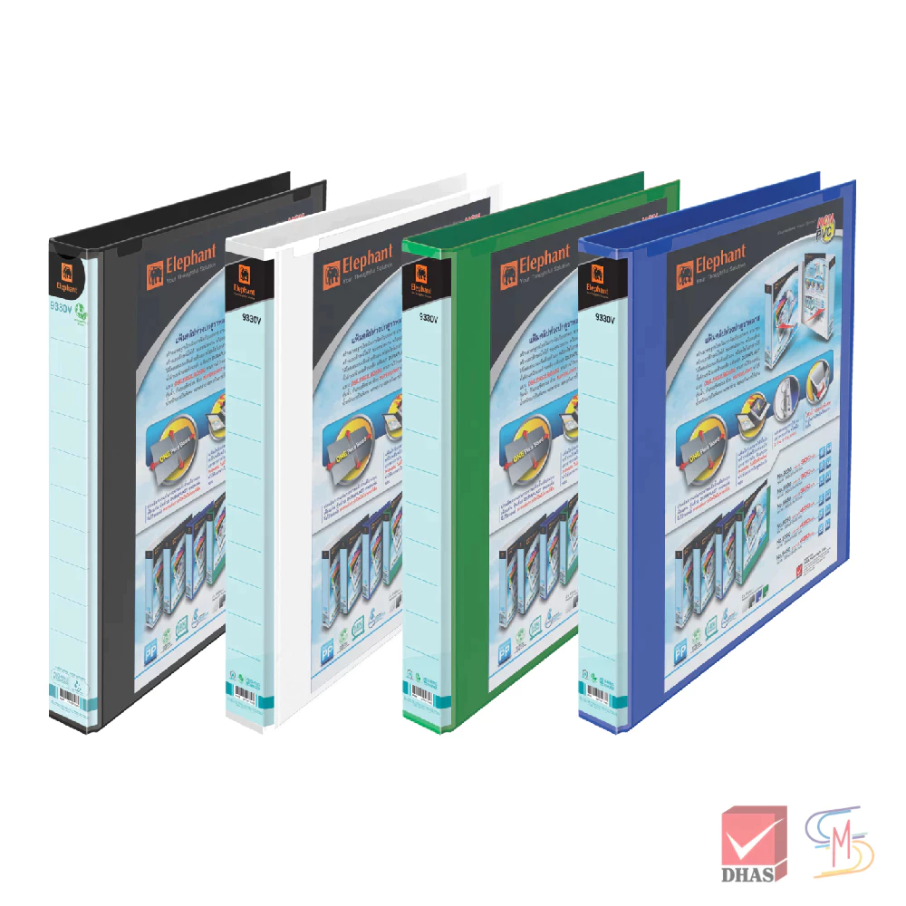 Elephant ตราช้าง แฟ้มห่วง 3 ห่วง ปกดูราพลาส No. 9330 วิวบายเดอร์ A4 จำนวน 1 แฟ้ม