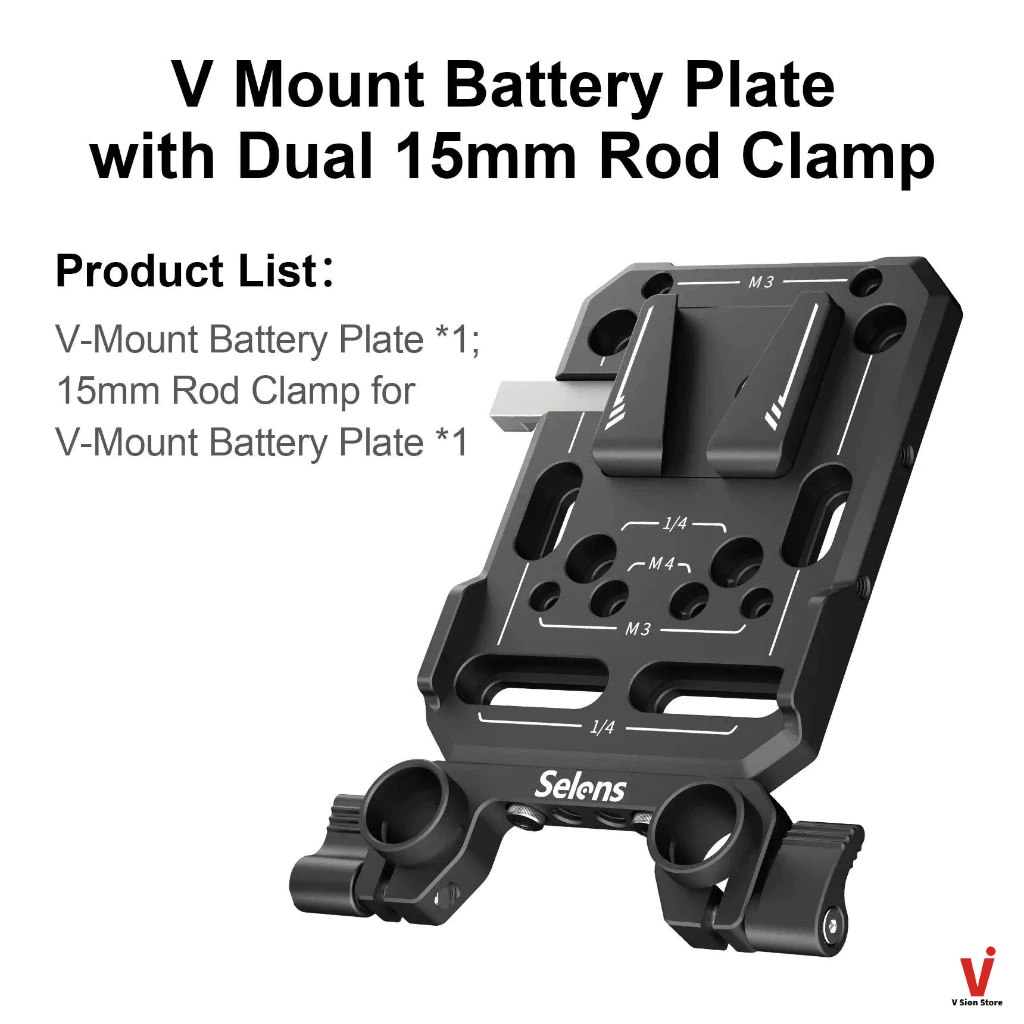 พร้อมส่ง Selens V-Mount Battery Plate with Dual 15mm Rod Clamps