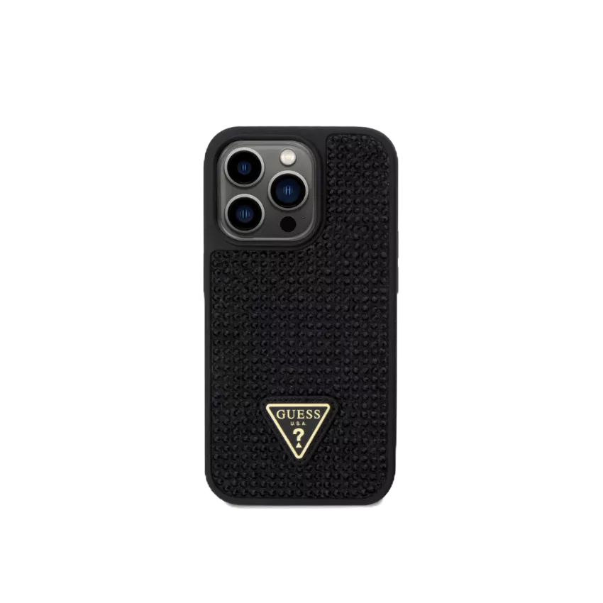 GUESS เคสกันกระแทก Rhinestones With Triangle Metal Patch Logo สำหรับ iphone 15 pro I 15 pro max By Dotlife