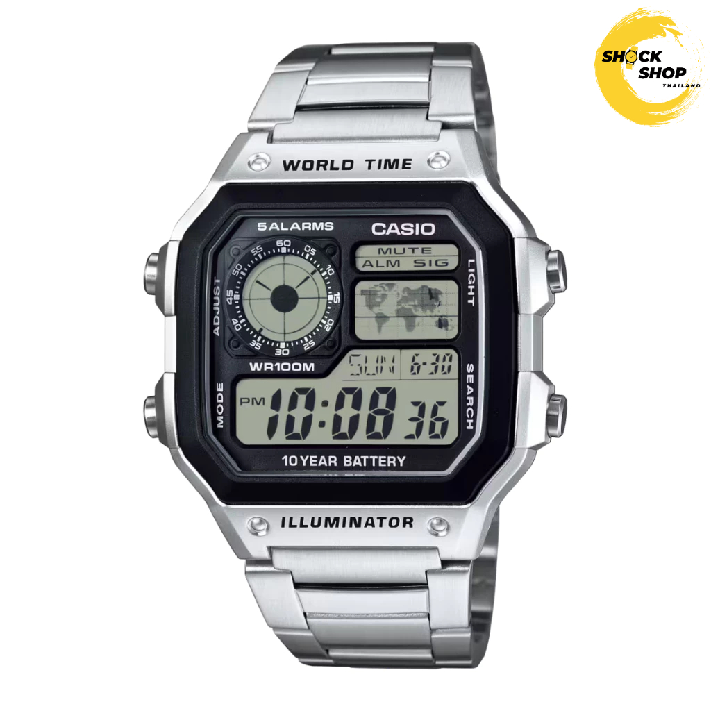 CASIO นาฬิกาข้อมือ รุ่น AE-1200WHD-1A วัสดุสเตนเลสสตีล สีเงิน คาสิโอ