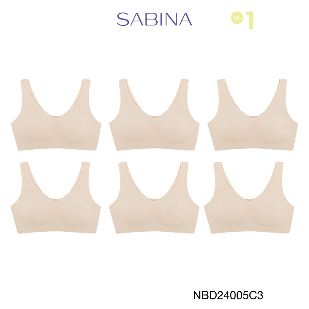 Sabina เสื้อชั้นใน (Set 6 ชิ้น) [Online Exclusive] Perfect Bra Level 1 ไร้ตะเข็บ ไร้โครง รหัส NBD24005C3 - สีเนื้อเข้ม