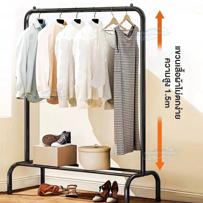 👍👍👍ราวตากผ้า ราวแขวนเสื้อผ้า โครงเหล็ก มัจุดกันลื่น ราวมินิมอล แขวนเสื้อผ้าขาย น้ำหนักเบาเคลื่อนไหวสะดวก - รูปที่ 2