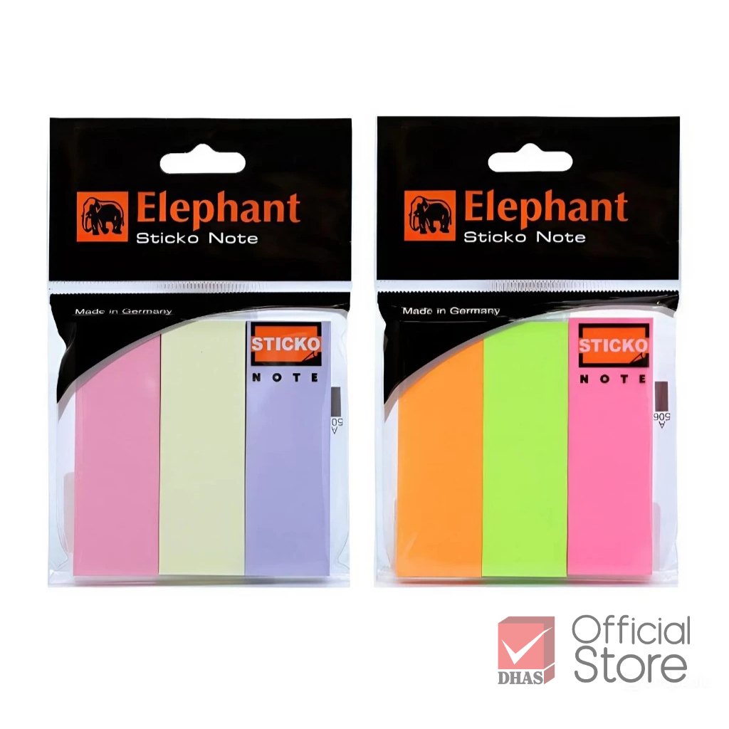 Elephant กระดาษโน๊ต กระดาษโน๊ตมีกาว สติ๊๊กโก้โน้ต Page Marker 1X3 นิ้ว จำนวน 1 แ
