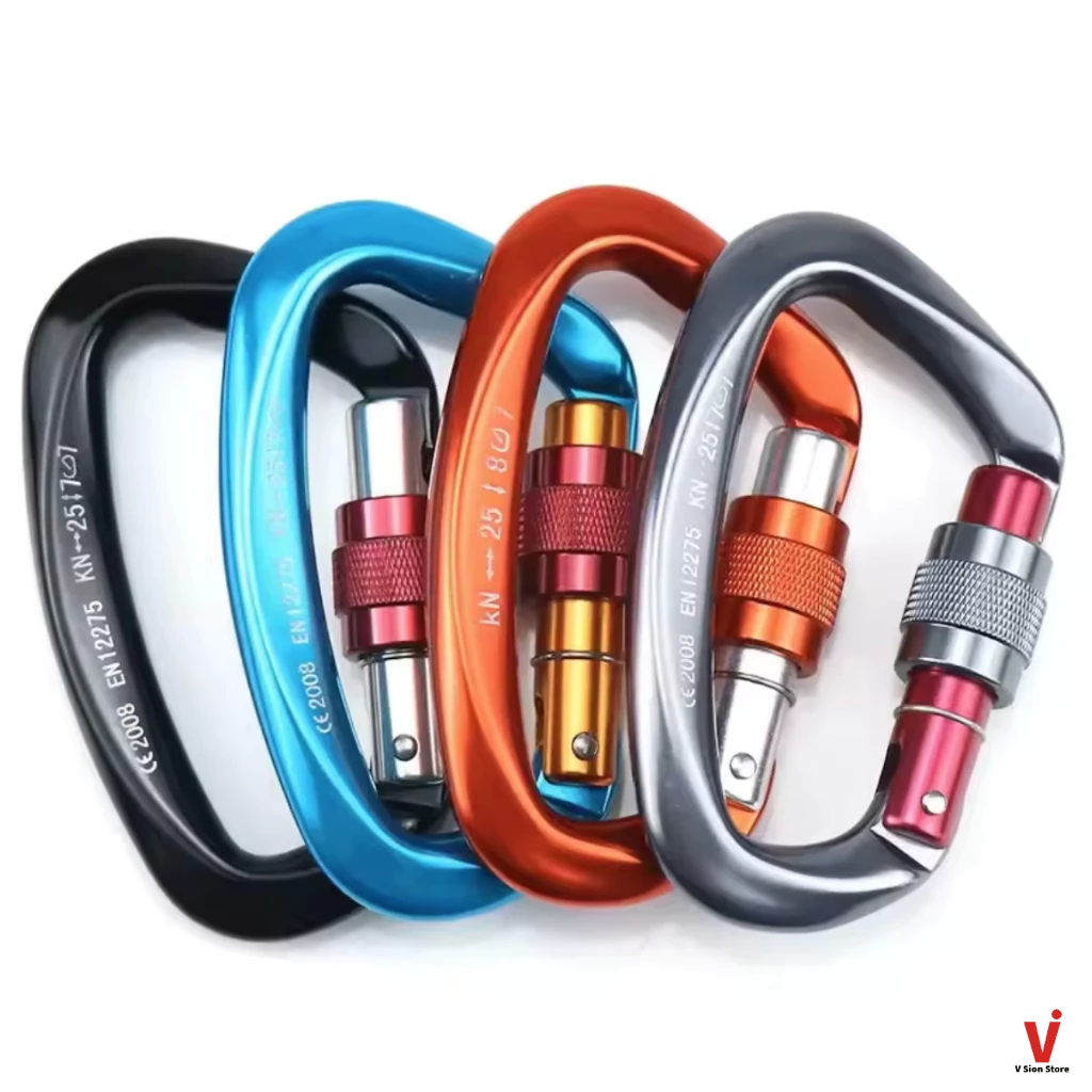 พร้อมส่ง Xinda 25KN D-shape Professional Carabiner Screw Locking Gate Carabiner